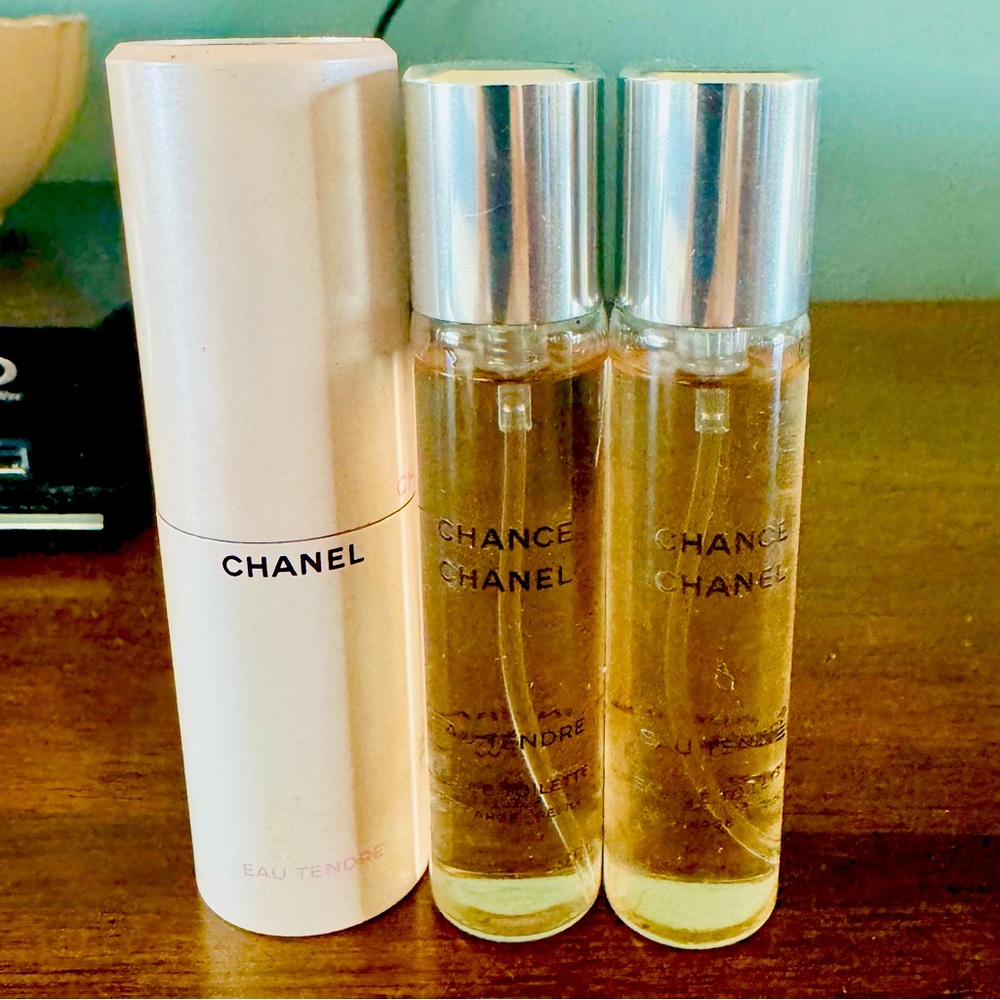 Chanel chance eau tendre mini size perfume. Three 20mL refills.